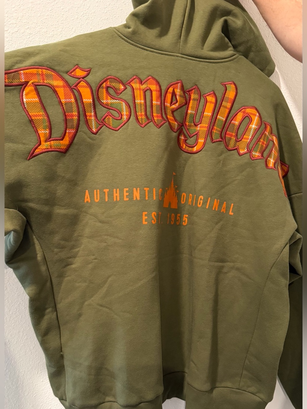Disney Olive Green Autumn Hooded Zip sweatshirt large  NWT